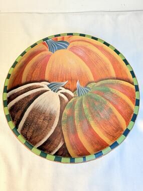 Audreya’s Pumkin Galore Wooden Bowl Fall Harvest & Pumkin Art Decor